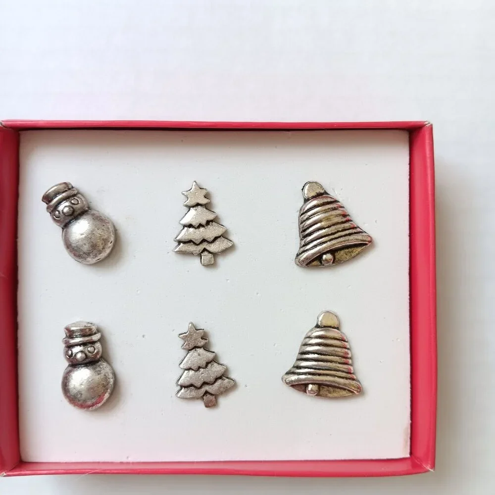 Lot of 2 Pier 1 Pewter Holiday Candle Jewelry Set of 6 And Drink Charms Set of 6